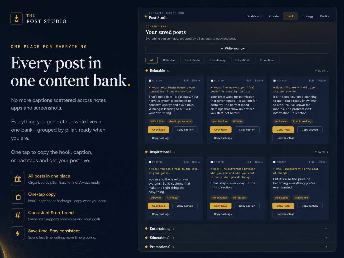 Post Studio content bank